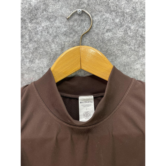 Athleta Tank Top Womens Large Brown Mock Neck Racerback Cropped Athletic Yoga - Picture 2 of 8